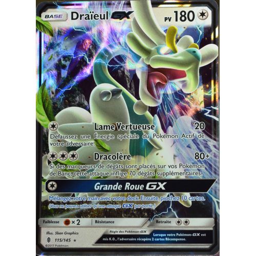 Carte Pokémon 115/145 Draïeul Gx 180 Pv Sl2 - Soleil Et Lune - Gardiens Ascendants Neuf Fr