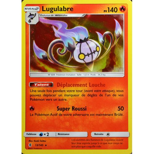 Carte Pokémon 13/145 Lugulabre 140 Pv - Holo Sl2 - Soleil Et Lune - Gardiens Ascendants Neuf Fr