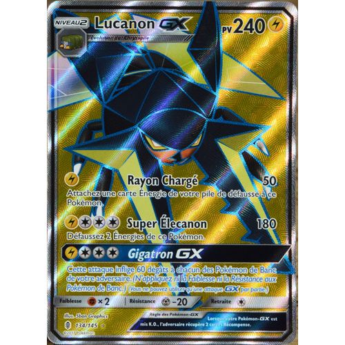 Carte Pokémon 134/145 Lucanon Gx 240 Pv - Full Art Sl2 - Soleil Et Lune - Gardiens Ascendants Neuf Fr