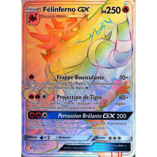 Carte Pokémon 147/145 Félinferno Gx Sl2 - Soleil Et Lune - Gardiens Ascendants Neuf Fr