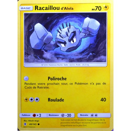 Carte Pokémon 40/145 Racaillou D'alola 70 Pv Sl2 - Soleil Et Lune - Gardiens Ascendants Neuf Fr