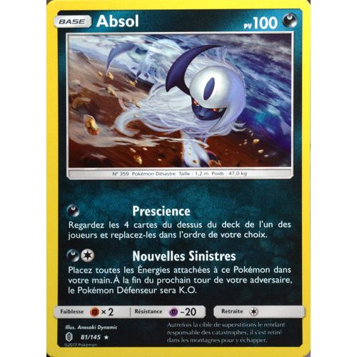 Carte Pokémon 81/145 Absol 100 Pv - Holo Sl2 - Soleil Et Lune - Gardiens Ascendants Neuf Fr