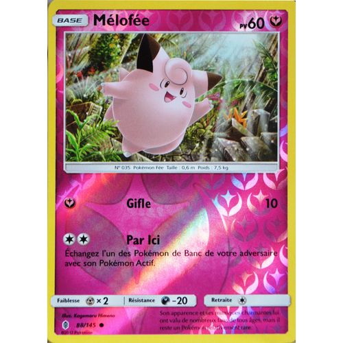 Carte Pokémon 88/145 Mélofée 60 Pv - Reverse Sl2 - Soleil Et Lune - Gardiens Ascendants Neuf Fr