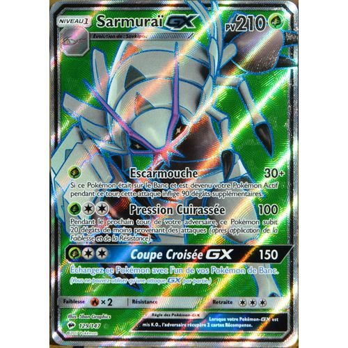 Carte Pokémon 129/147 Sarmuraï Gx 210 Pv - Full Art Sl3 - Soleil Et Lune - Ombres Ardentes Neuf Fr