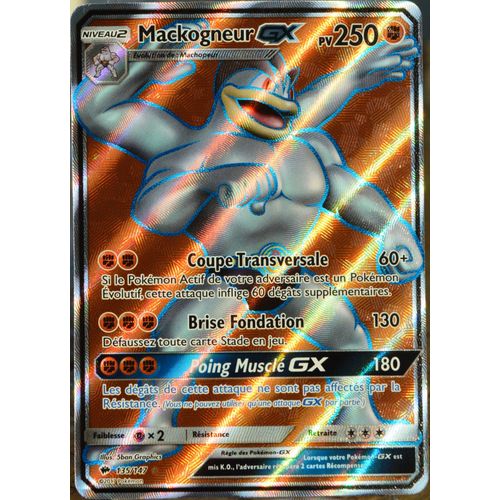 Carte Pokémon 135/147 Mackogneur Gx 250 Pv - Full Art Sl3 - Soleil Et Lune - Ombres Ardentes Neuf Fr