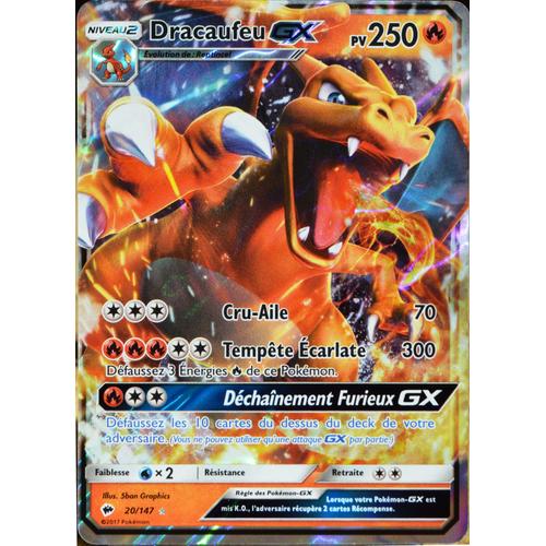 Carte Pokémon 20/147 Dracaufeu Gx 250 Pv Sl3 - Soleil Et Lune - Ombres Ardentes Neuf Fr