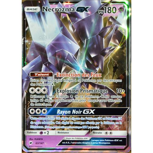 Carte Pokémon 63/147 Necrozma Gx - Reverse Sl3 - Soleil Et Lune - Ombres Ardentes Neuf Fr