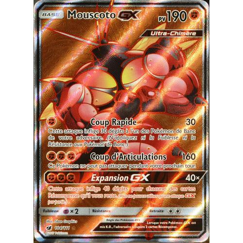 Carte Pokémon 104/111 Mouscoto Gx 190 Pv - Full Art Sl4 - Soleil Et Lune - Invasion Carmin Neuf Fr