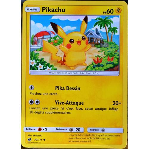 Carte Pokémon 30/111 Pikachu  60 Pv Sl4 - Soleil Et Lune - Invasion Carmin Neuf Fr