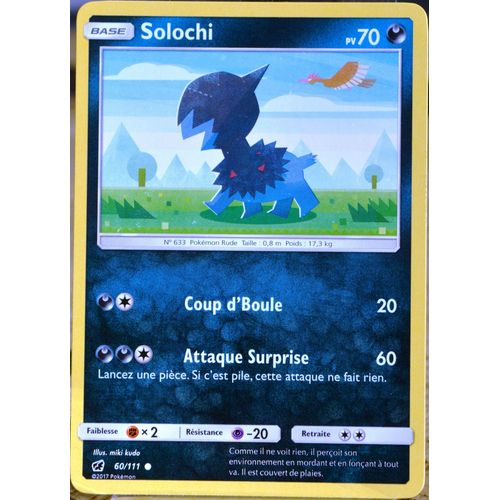 Carte Pokémon 60/111 Solochi  70 Pv Sl4 - Soleil Et Lune - Invasion Carmin Neuf Fr