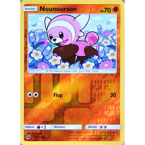 Carte Pokémon 55/111 Nounourson 70 Pv - Reverse Sl4 - Soleil Et Lune - Invasion Carmin Neuf Fr