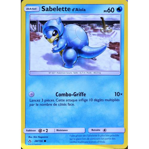 Carte Pokémon 28/156 Sabelette D'alola Sl5 - Soleil Et Lune - Ultra Prisme Neuf Fr