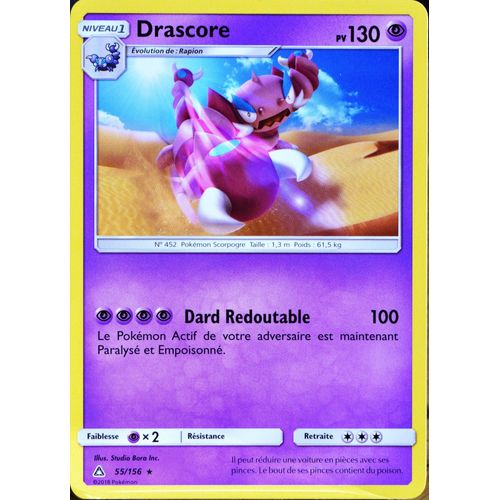 Carte Pokémon 55/156 Drascore Sl5 - Soleil Et Lune - Ultra Prisme Neuf Fr
