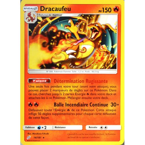 Carte Pokémon 14/181 Dracaufeu 150 Pv Sl9 - Soleil Et Lune - Duo De Choc Neuf Fr