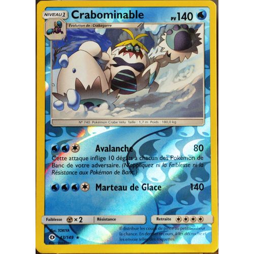 Carte Pokémon 43/149 Crabominable 140 Pv - Reverse Sm1 - Soleil Et Lune Neuf Fr