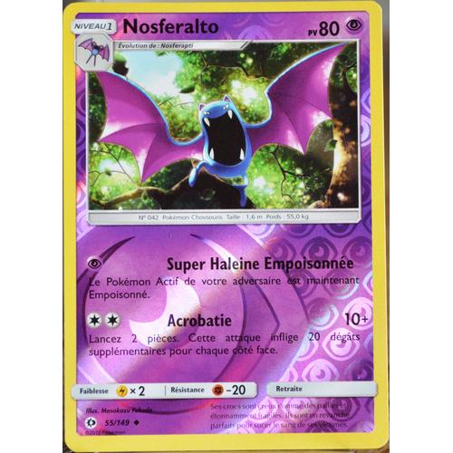 Carte Pokémon 55/149 Nosferalto 80 Pv - Reverse Sm1 - Soleil Et Lune Neuf Fr