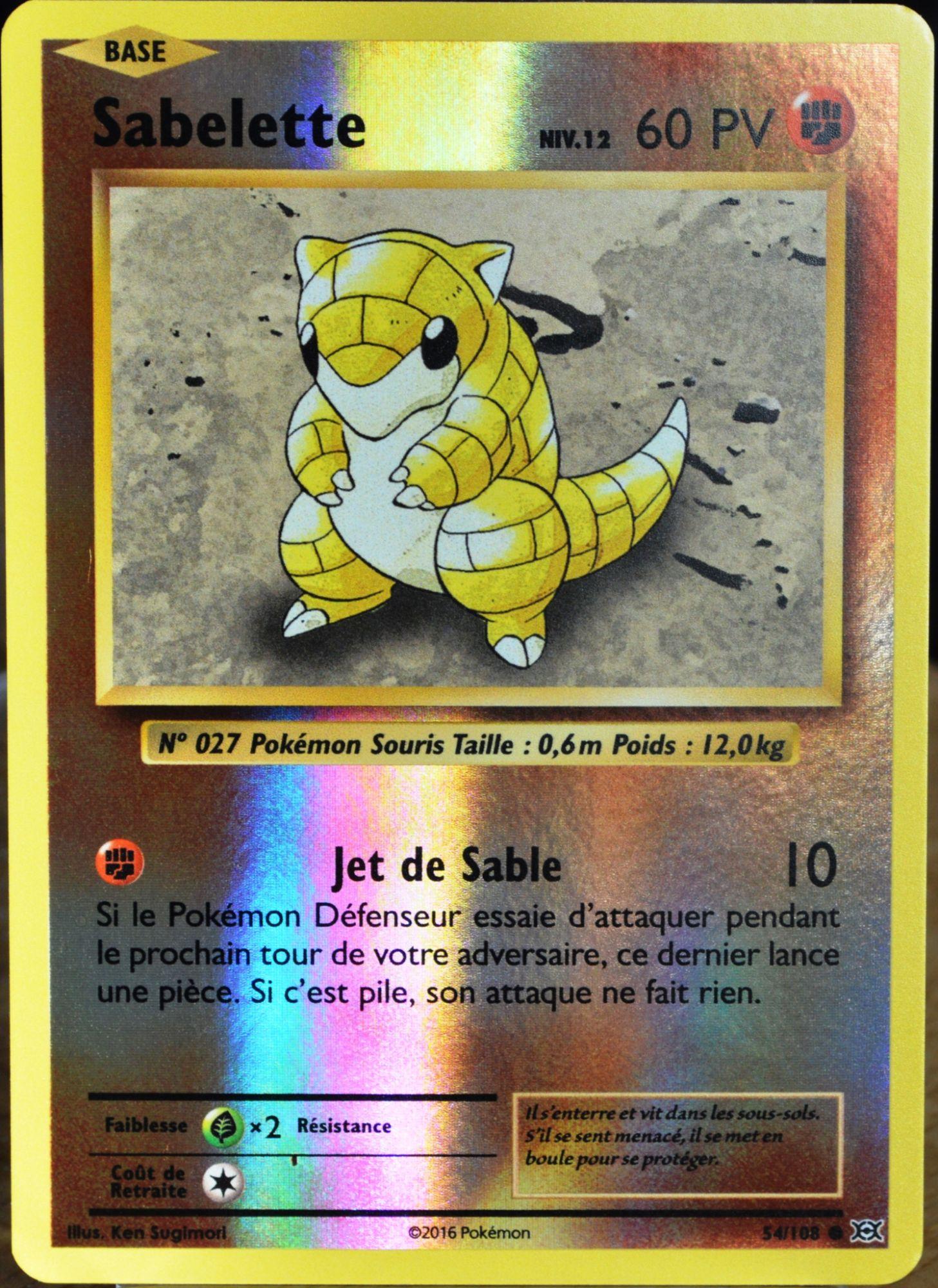 carte pokemon 54/108 sabelette 60pv 2016