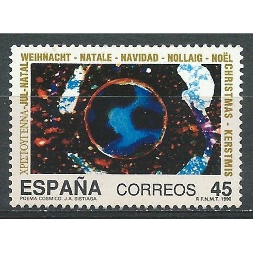 Timbre De Noël Représentant La Lune Espagne 1990 Neuf** N° 2697