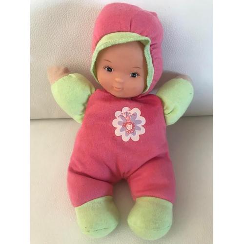 Peluche Doudou Poupée Rose Vert Logo Princesse Corolle 23 Cm