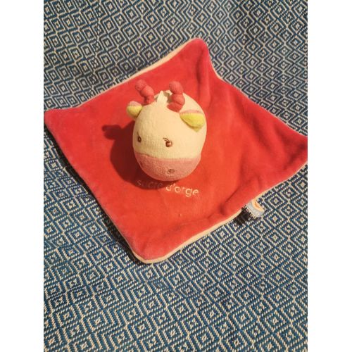 Doudou Plat Vache Zebre Rose Fushia Sucre D'orge