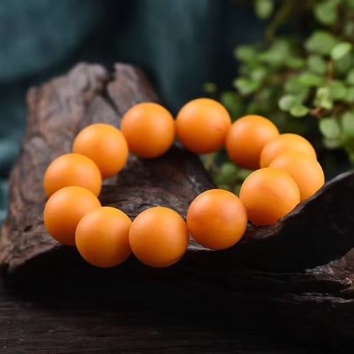 Bracelet En Cire D'abeille D'ambre Naturelle, Perle De Bouddha Pour Femmes, Boule Ronde Givrée De 20mm