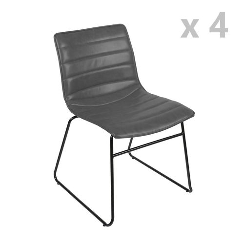 Lot De 4 Chaises Design Industriel Brooklyn - Gris