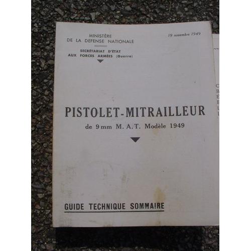 Armee Francaise Indo/Algerie Guide Technique Sommaire Pm Matt Modele 1949