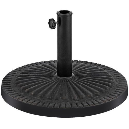 Costway Pied De Parasol Dia.49 Cm En Résine Avec Bouton Rotatif, Résistant Aux Intempéries, Pour Parasol Dia.38 Mm Et 48 Mm, Bronze