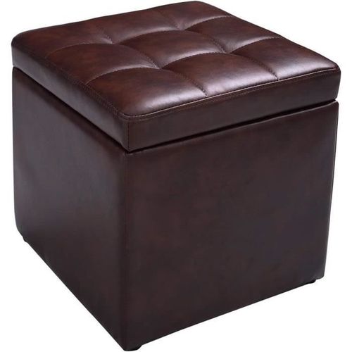 Tabouret Coffre Siège De Rangement Pouf Repose-Pied -64 L- 40 X 40 X 40cm En Pu Brun Gagner De L'espace Charge Max. 150kg