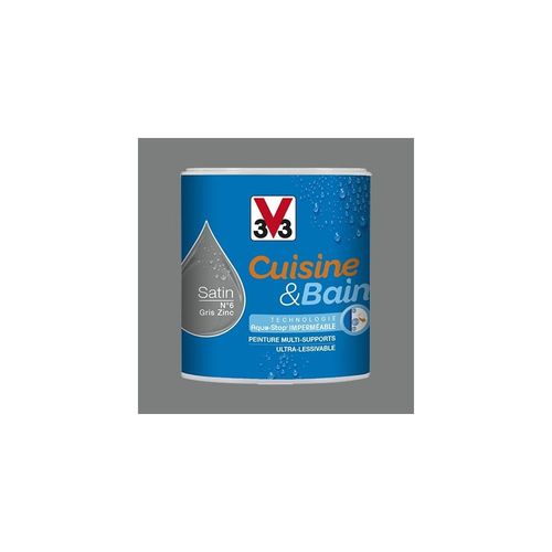 V33 Peinture Cuisine & Bain Gris zinc n°6 0,5 L