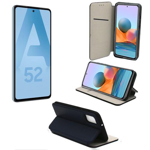 Samsung Galaxy A52 4g / A52 5g Etui Protection Portefeuille Bleu À Rabat Avec Porte Cartes - Housse Folio Bleue Navy Coque Silicone Antichoc Smartphone 2021 - Accessoires Pochette Case