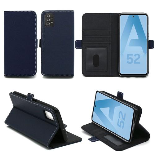 Samsung Galaxy A52 4g / A52 5g Housse Portefeuille Bleue Protection À Rabat Avec Porte Cartes - Etui Bleu Samsung Galaxy A52 4g / A52 5g Noir Folio Coque Silicone Antichoc Smartphone 2021 - Accessoires Pochette Case