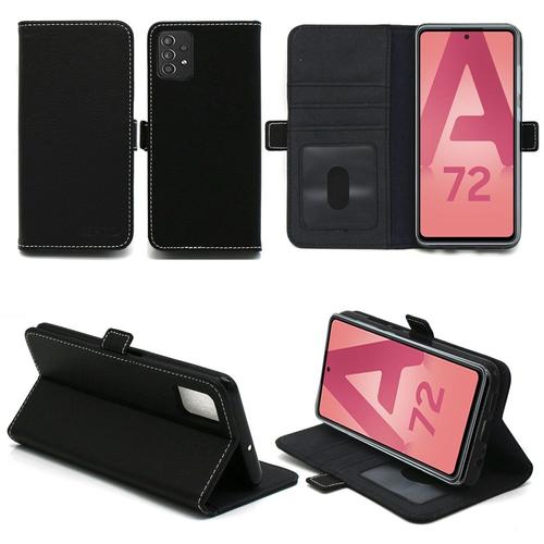 Samsung Galaxy A72 4g / A72 5g Housse Portefeuille Noire Protection À Rabat Avec Porte Cartes - Etui Samsung Galaxy A72 4g / A72 5g Noir Folio Coque Silicone Antichoc Smartphone 2021 - Accessoires Pochette Case