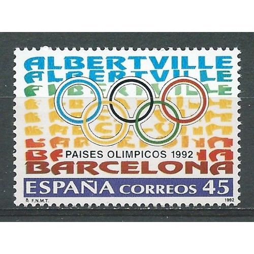 Jeux Olympiques D'albertville 1992 "Paise Olimpico 92 Barcelona" Timbre Espagne Neuf** Sans Charnière N° 2808