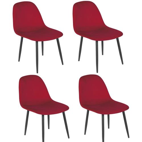 Lot De 4 Chaises De Table Design Velours Inoui - Rouge