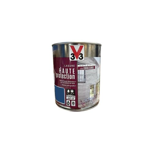 V33 Lasure Haute Protection 'Les Couleurs' 8 ans Bleu Breton 1L - peinture parfaite pour toutes vos boiseries extérieures ou intérieures : bardages, volets, pergola, clôtures, fenêtres, poutres, ..