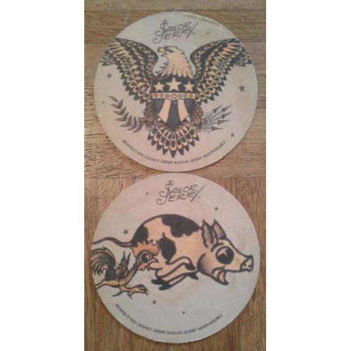 2 Dessous De Verre Sailor Jerry 9,5cm Eagle - Pig & Rooster
