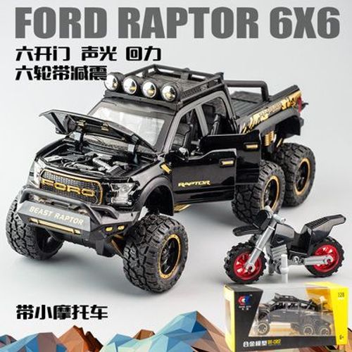 Modèle De Voiture Ford F150 En Alliage 1:28, Véhicule Tout-Terrain, Voiture Jouet Pour Enfants Avec Petites Moulures De Moto, Cadeaux