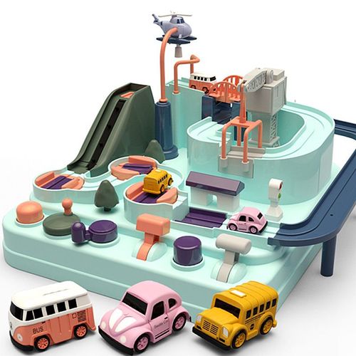 Jouet De Piste De Train Pour Enfants, 4 Voitures Montessori Pour Garçons Et Filles, Cadeaux De Noël, Voitures De Course, Aventure Mécanique, Jeu De Table