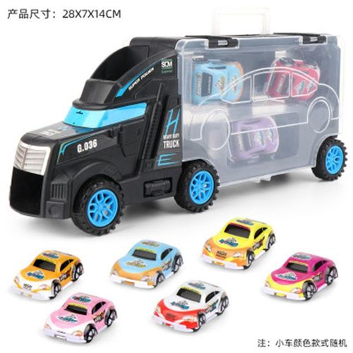 Jeu De Véhicules De Stockage, Grand Conteneur Camion Tracteur Jouet Pour Enfants Modèle De Voiture Bébé Bricolage Éducation Précoce Livraison 6 Voitures À Tirer