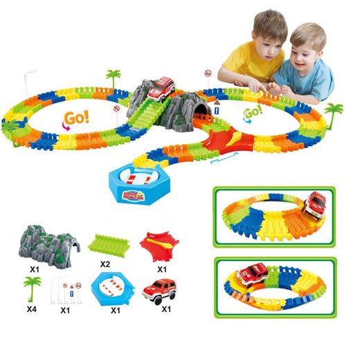 Piste De Voiture Flexible Scintillante, Jouet De Course Pour Enfants, Piste De Pliage, Flash Électronique Led, Voiture De Bricolage, Cadeau Pour Garçons