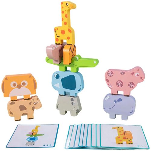 Jeu De Construction En Bois Pour Enfants, 10 Pièces, Blocs De Construction Éducatifs En Bois, Empileur D'Animaux