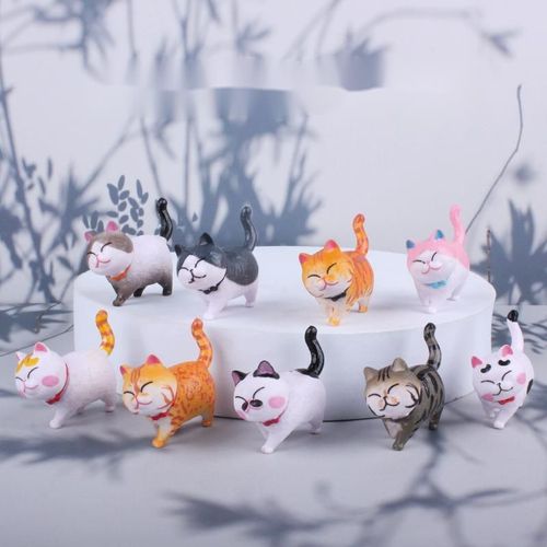 Figurines De Chat Animé Japonais Kawaii, 9 Pièces/Ensemble, Décoration De La Maison, Jouet De Collection, Modèle De Jouets Pour Enfants, Cadeau