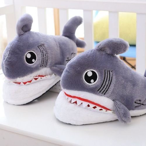 Chaussures D'hiver Animaux Drôles Pour Hommes Et Femmes, Pantoufles En Fourrure En Forme De Requin, À Fond Doux Et Chaud, 2020
