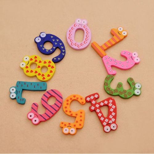 Aimant De Réfrigérateur En Bois Multicolore, Ensemble De 10 Pièces, Décoration De Maison, Cadeau De Fête, Jouet Éducatif, Symbole Alphabet Et Chiffres, Dessin Animé Pour Bébé Et Enfant
