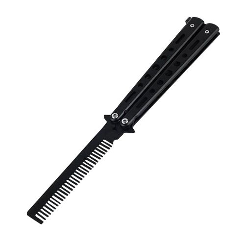 Peigne Pliable En Acier Inoxydable Pour Camping En Plein Air, Couteau Papillon, Brosse À Moustache Pour Barbe, Outil De Coiffure