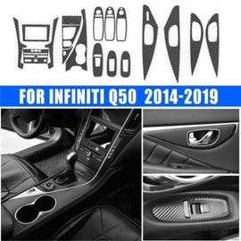 Autocollant Intérieur De Voiture Abs En Fiber De Carbone, Aspect 3d, Garniture Noire Pour Infiniti Q50 2014 ¿ 2019, Pour Gouvernail Gauche, 18 Pièces/Ensemble