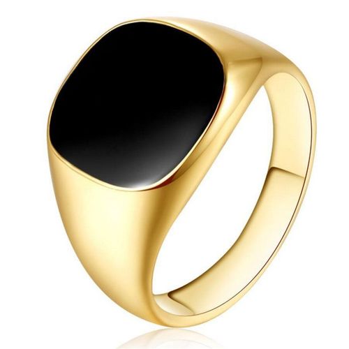 Bague En Émail Noir Plaqué Or Et Argent Pour Homme, Vintage, Punk Classique, Goutte À Goutte, Imitation De Pierres Noires