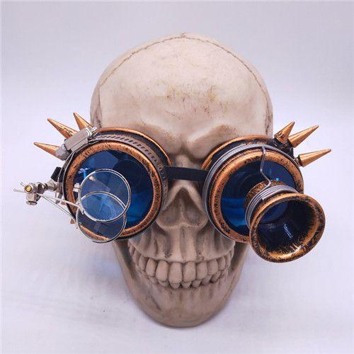 Mixte Lunettes Steampunk Vintage Goggles Retro Cyber Loupe Clous Lumineux Soudage