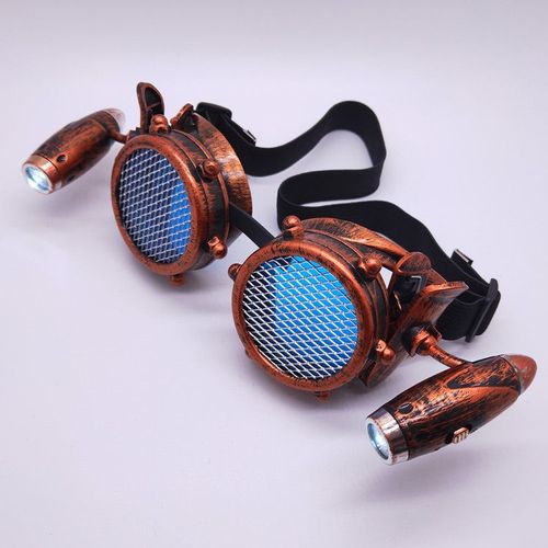 Envoie De France Mixte Lunettes Steampunk Vintage Goggles Retro Cyber Loupe Clous Lumineux Soudage